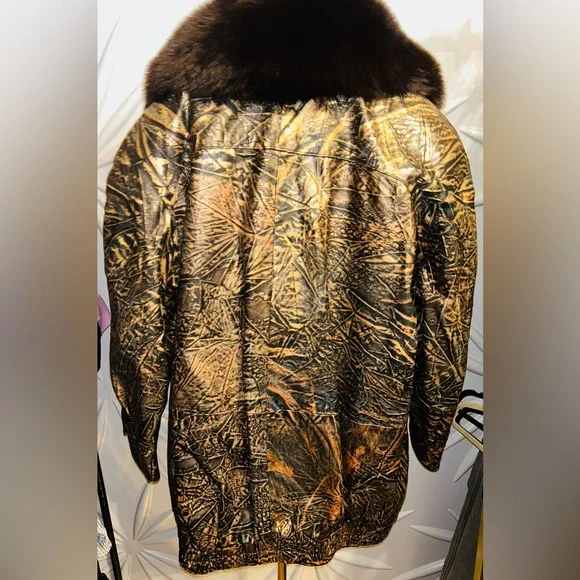 Vintage Jacobson’s Leathercraft black/gold jacket with black (*fox) fur collar. - Picture 8 of 10